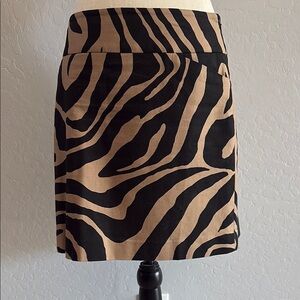 LOFT Womrn's Black and Tan Mini Pencil Skirt Night Out Tiger Print Size 4